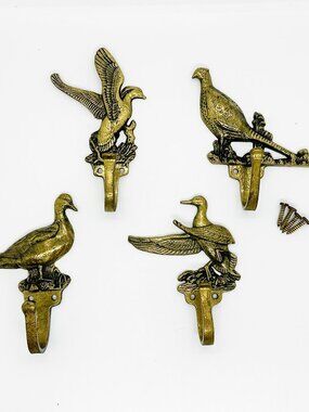 Vintage Brass Wall Hook Bird Duck Goose Pheasant Cottagecore Country Hunter Hunt